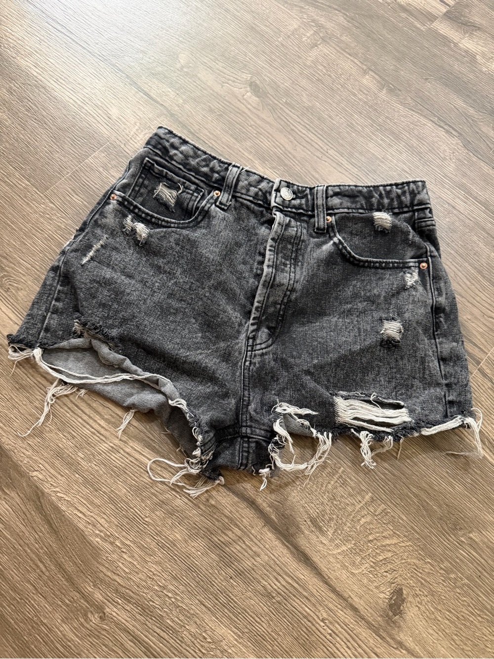 Wild Fable High-Waist Distressed Black Denim Shorts